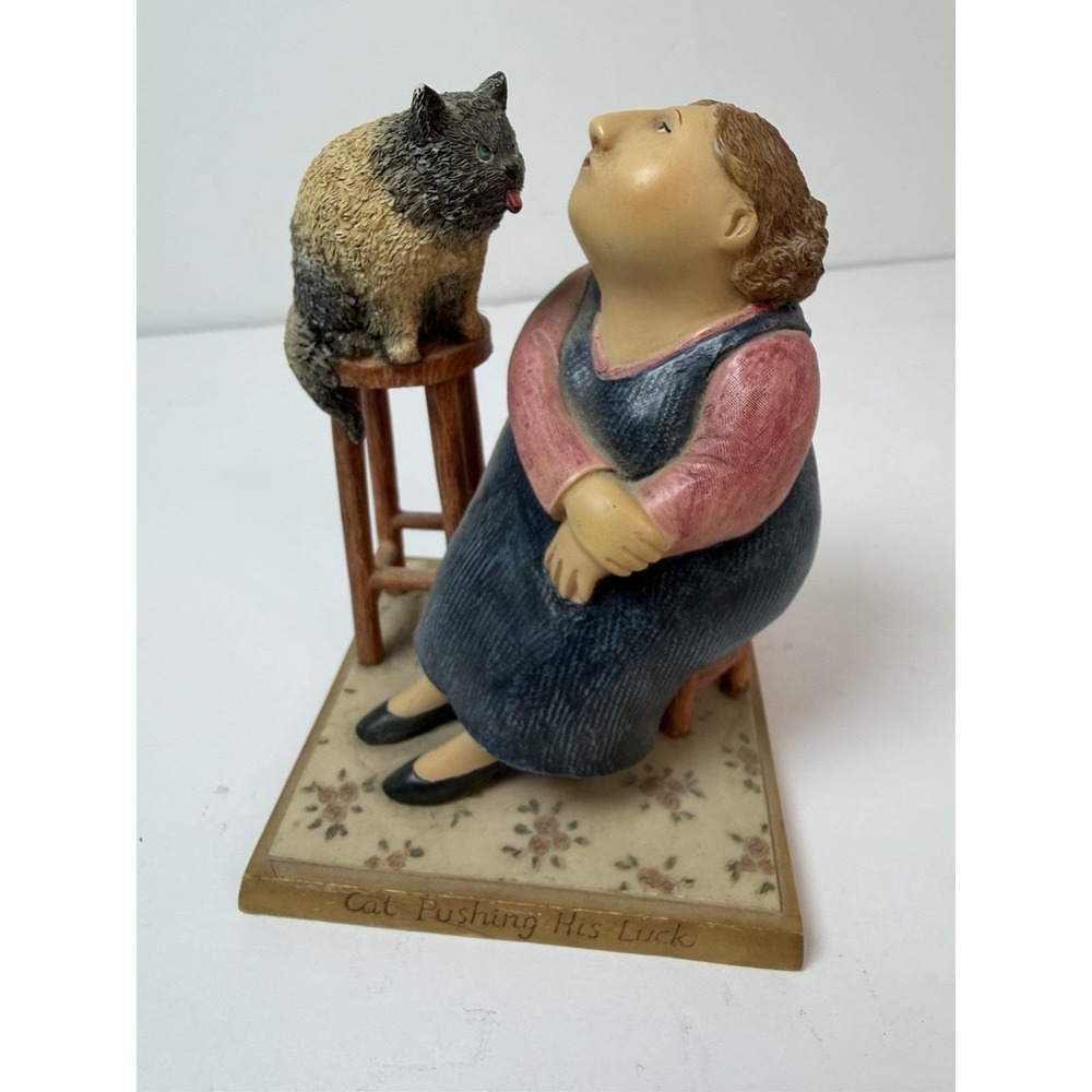Bottman Design Real People Collection Cat Pushing His Luck 2001 Figurine #75408